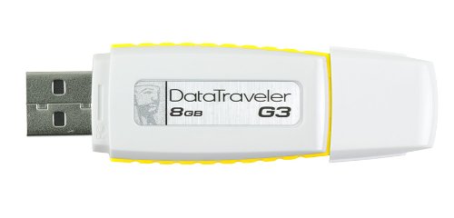 Kingston DataTraveler 8 GB High-Speed USB Flash Drive DTIG3/8GBZ, White and Yellow