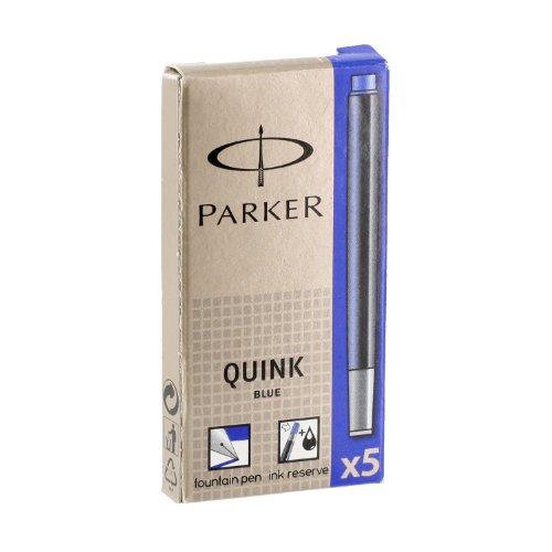 Parker Quink Ink Refill Cartridge for Fountain Pens Blue Pack 5 -